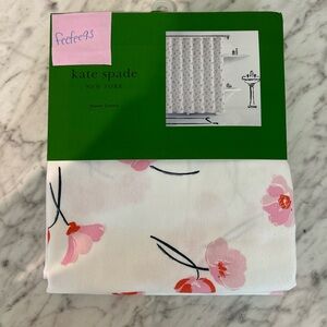 Kate Spade White Shower Curtain Falling Poppies Cotton 72x72 white pink NEW